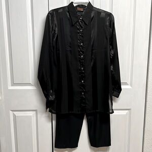 Indian Tropical Fashion Black Sheer / Satin Lounge Outfit Size M / 8